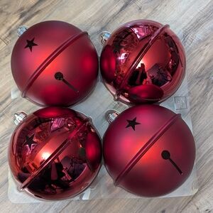 Red Holiday Jingle Bell Ornaments Set